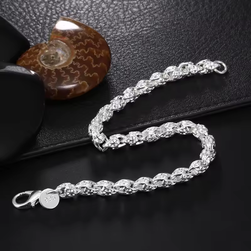 Fine 925 Sterling Silver Noble Nice Chain Solid Bracelet for Women Men Charms Party Gift Wedding Fashion Jewelry Hot Model - Image 30