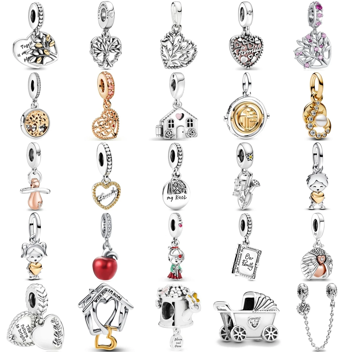 925 Sterling Silver Exquisite Baby Carriage Family Tree Charm Pendant Suitable For Original Bracelet DIY Fashion Jewelry Gift