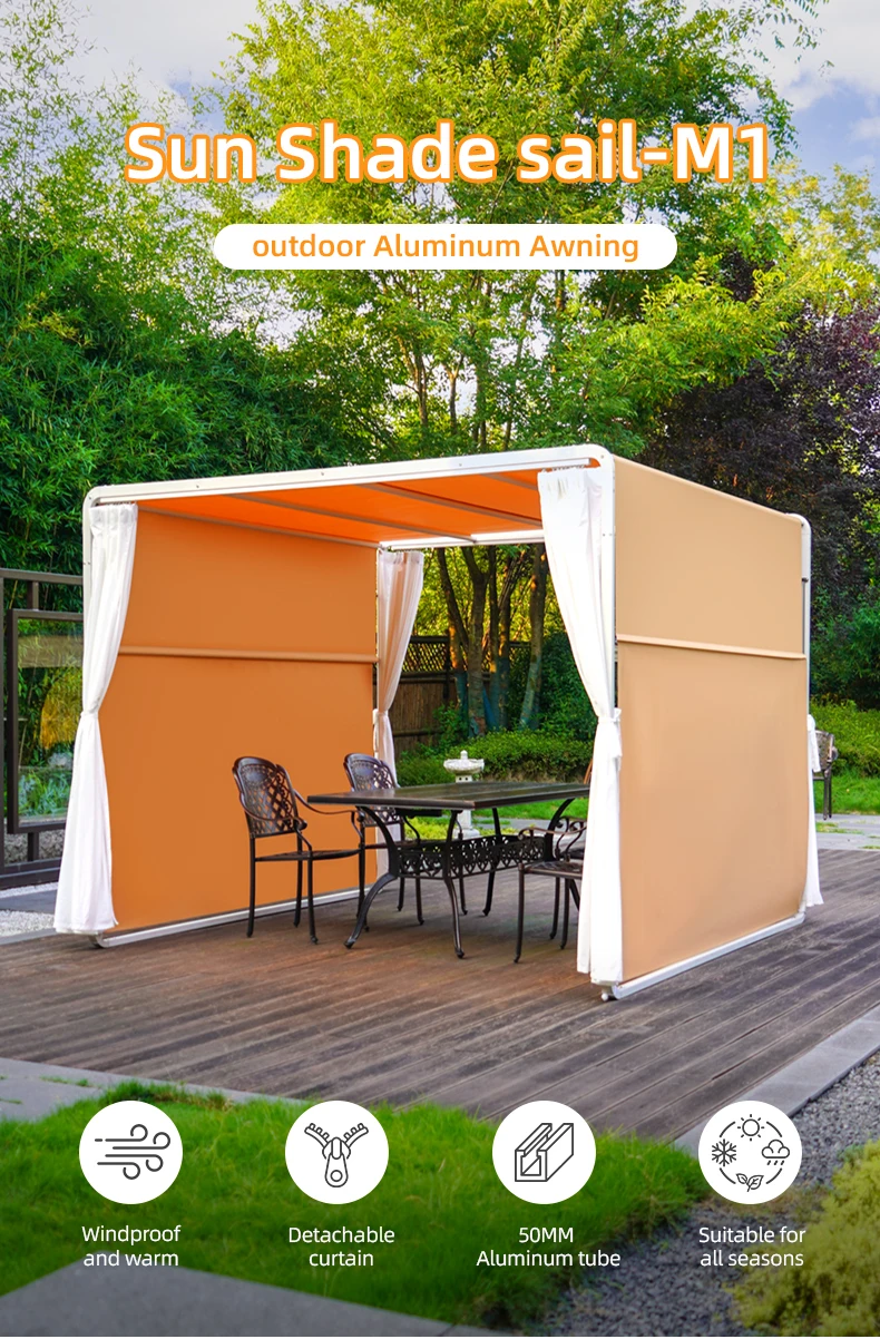 

Four Seasons Aluminum Pergola Sunshade Sail Modern Fabric Awning Canopy Weatherproof Durable Outdoor Garden Courtyard Shelter