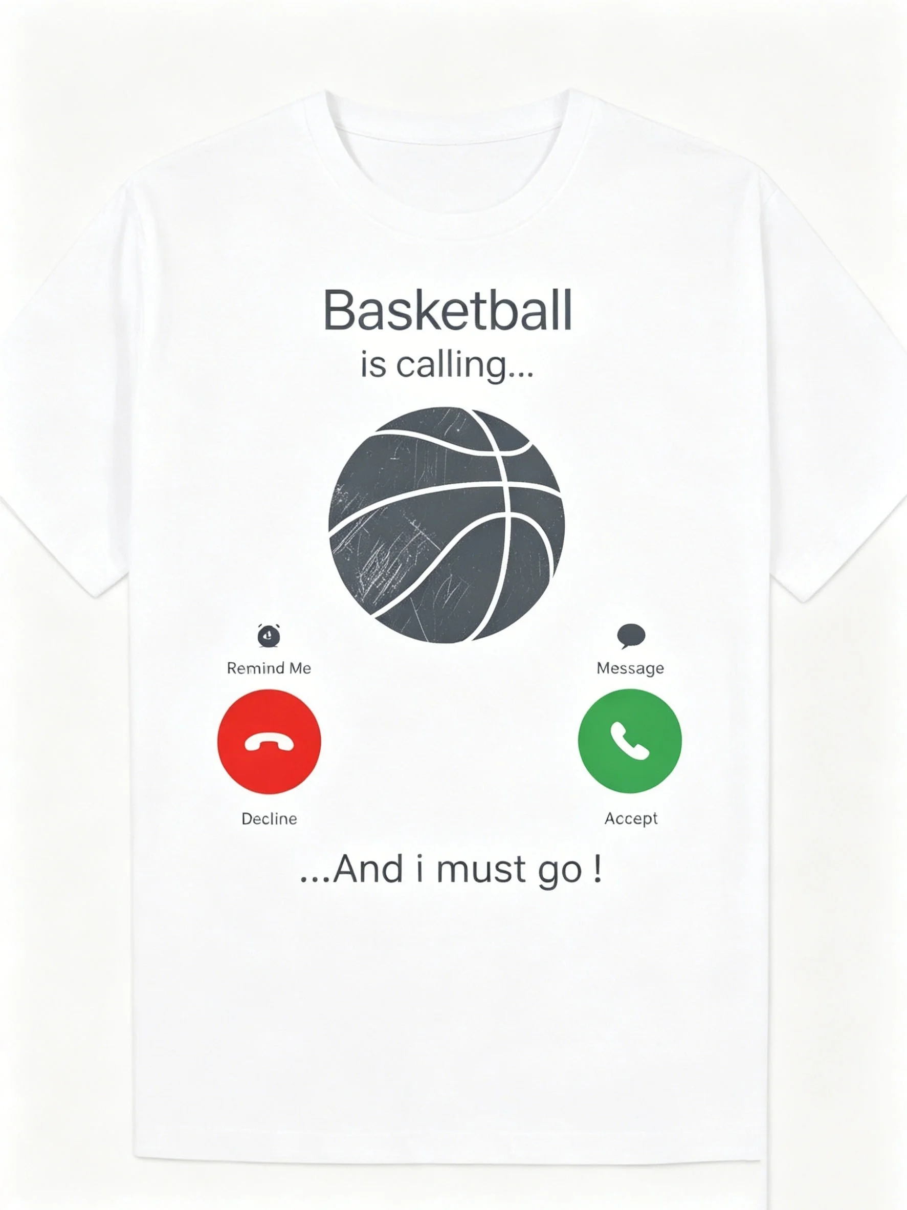 Men's Basketball-Themed T-Shirt with Phone Icon and 