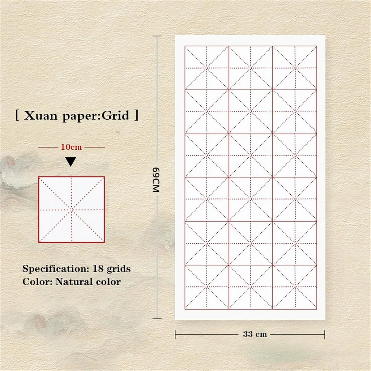 

AA25 -Paper, Chinese Calligraphy Paper with Grid for Practice, Rice Paper for Brush Writing 100PCS Grid-10cm