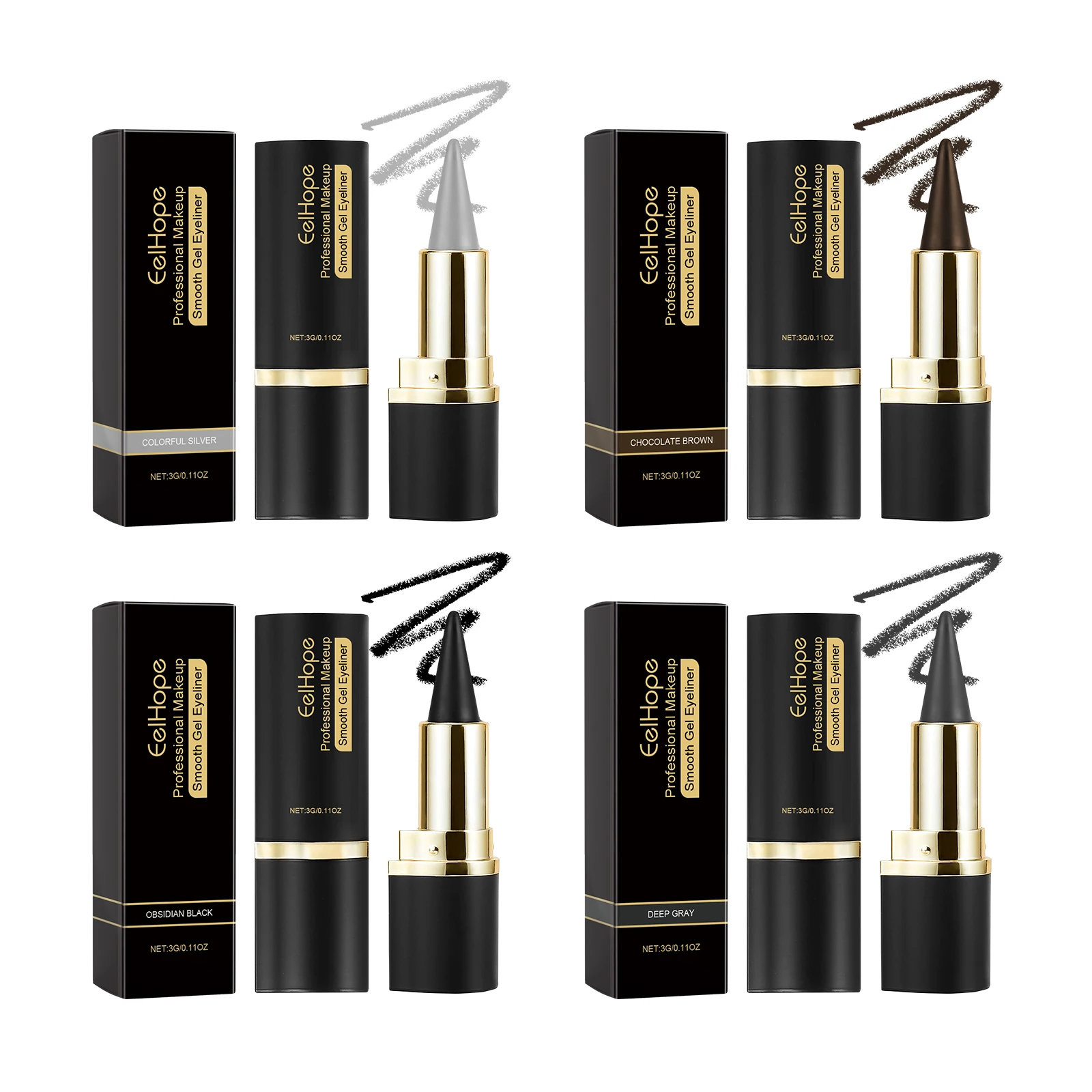 Delineador de ojos en gel suave, resistente al agua, de larga duración, altamente pigmentado, que agranda los ojos, multicolor, portátil, lápiz delineador de ojos, maquillaje diario