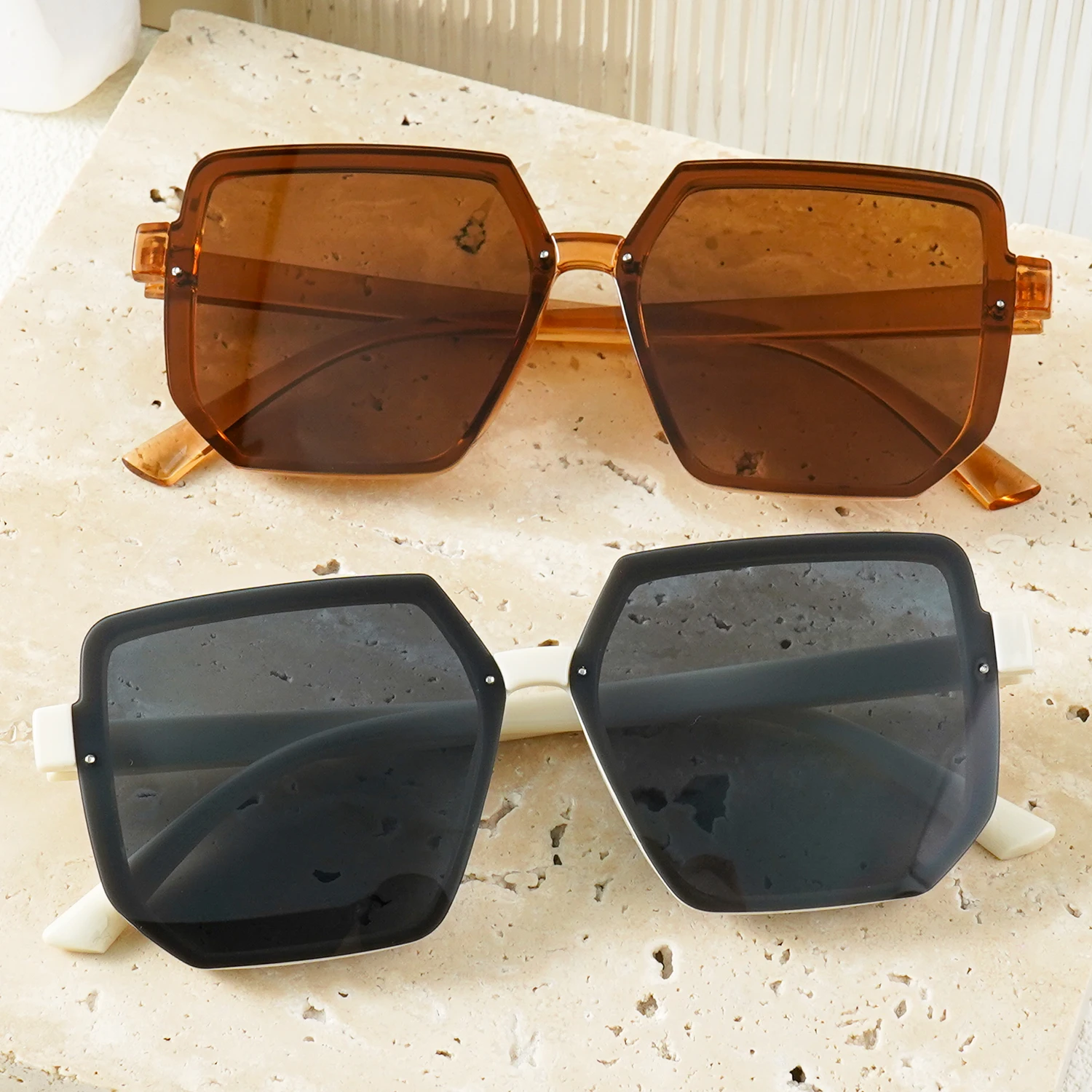 Oversized Hexagonal Rimmed Sunglasses Trendy Sun Glasses Geometric Fashion Glasses Casual Daily Sunnies Outdoor Vacation Shades