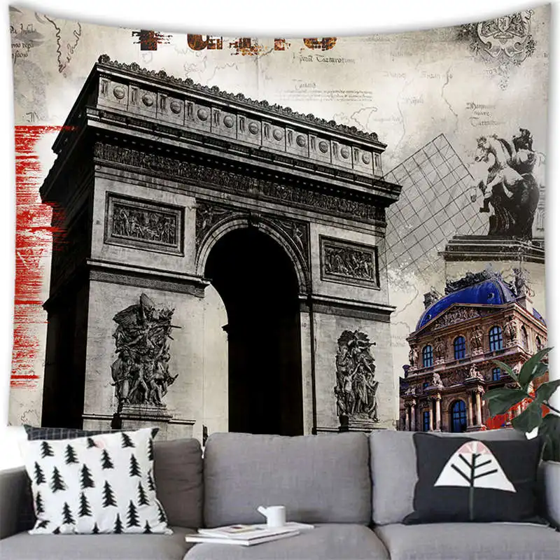 Retro London Paris Tapestry Wall Hanging England Style Decor Tapestry London Art Party Home Decoration Bedroom Background Wall