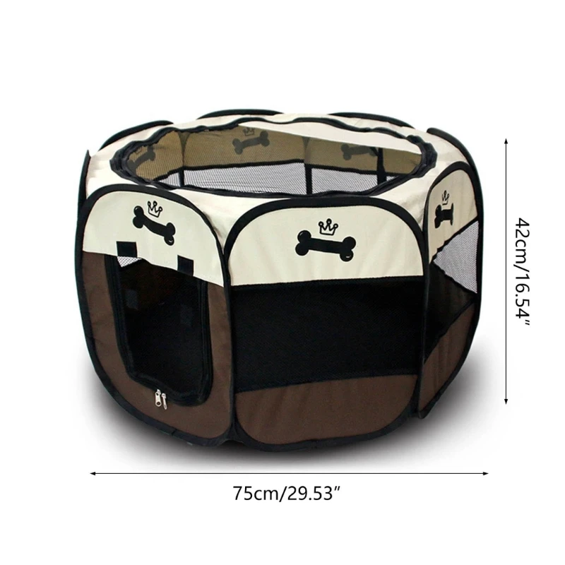 Foldable Dog Tent Cloth Playpen for Puppy Small Pet Octagonal Pets Playtent Puppy Cloth Kennel Cats House for Outdoor