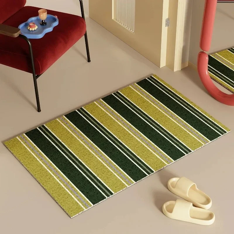 American Style Thickened Anti-Slip Dustproof Entrance Mat Retro Line Design Easy to Maintain Door Mat for Indoor Use