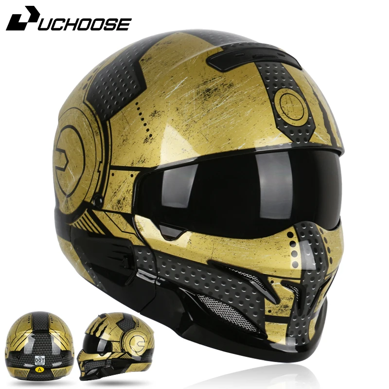 

2025 Multi-purpose Combination Helmet Retro Helmet Motorcycle Cascos Moto Locomotive Personality Half Predator Helmet
