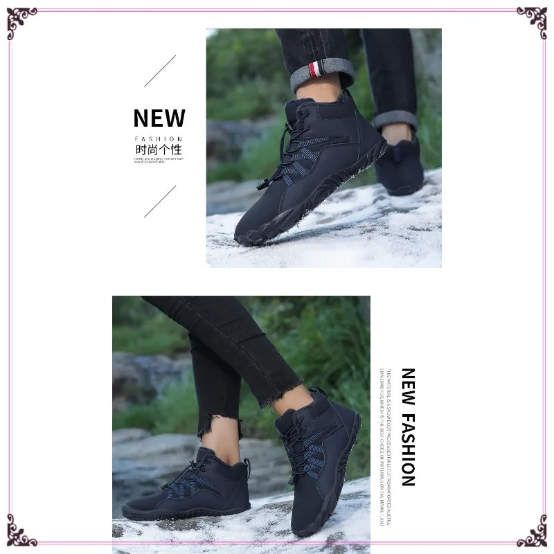 

New Zhongbang Outdoor Hiking Shoes Men's and Women's Fleece Warm Snow Boots Winter Thickened Couples Warm Waterproof