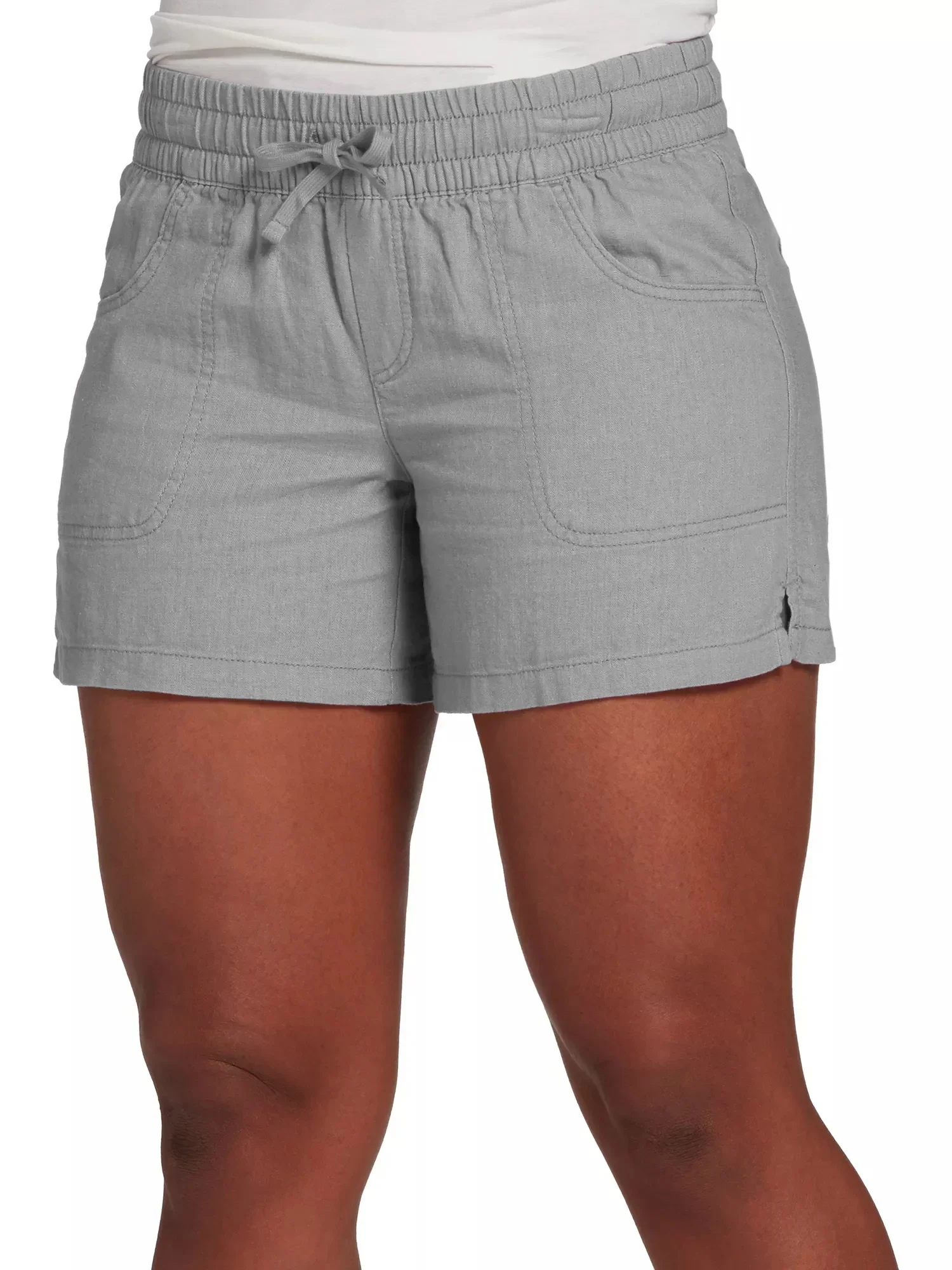 Women Fashion Casual Solid Color Elastic Waist Split Shorts Casual Short Pants