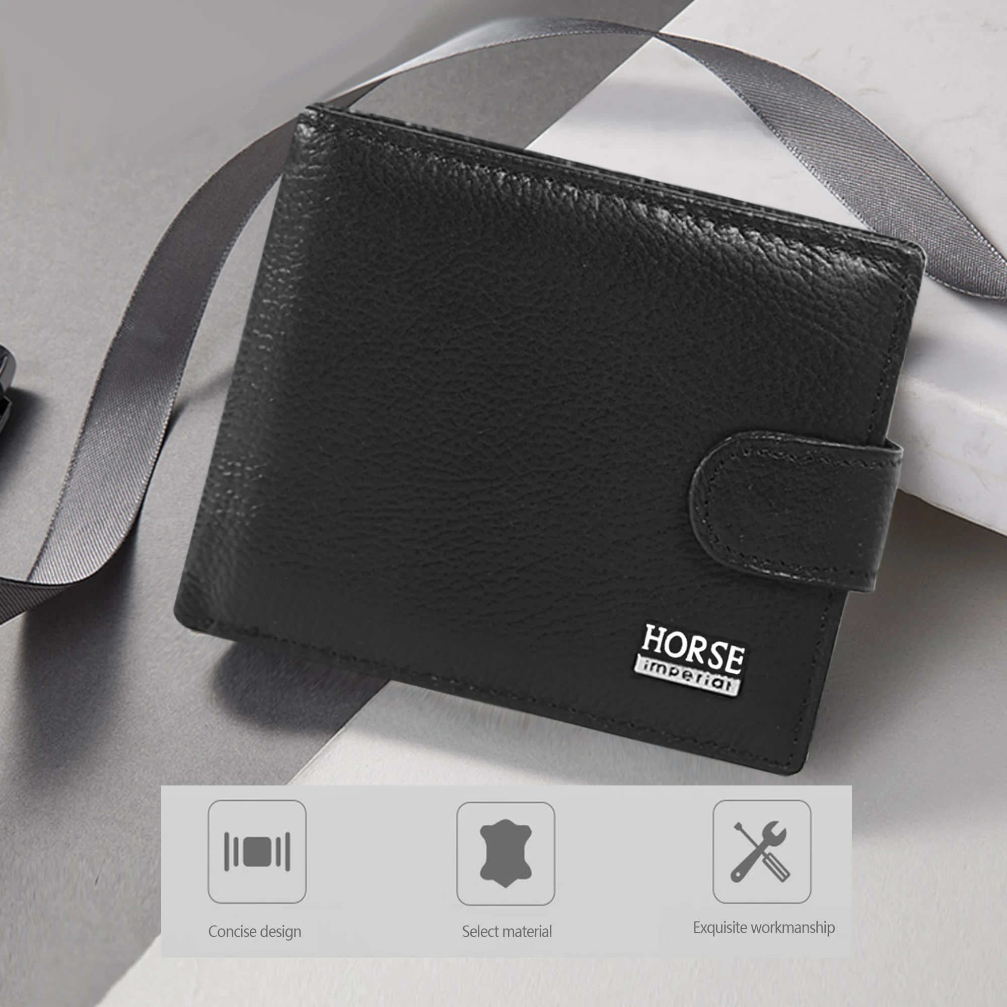 Imperial Horse Men's Genuine Leather Short Wallet New Card Case Integrated Design 023A