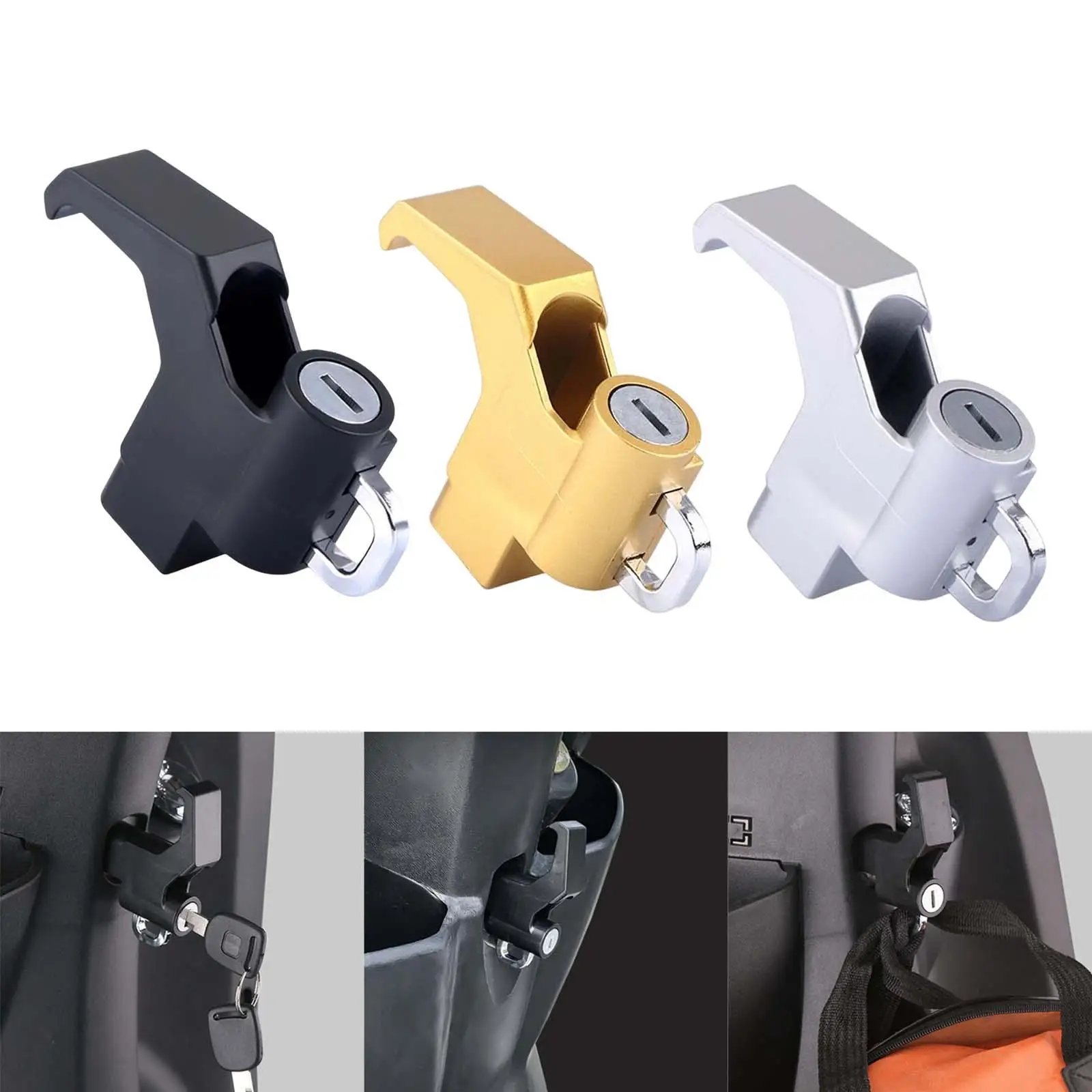 Motorcycle Helmet Security Hook Lock Lock Easy to Install 1 Pack Mount Hanger Locking Set Durable Fit for Street Bike