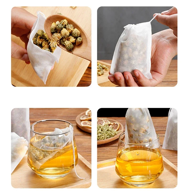 Bolsitas de té desechables de 5x 7/6x 8/7x9cm, bolsitas de té vacías, bolsitas de té perfumadas, infusor con hilo, filtro de papel curativo para té suelto de hierbas