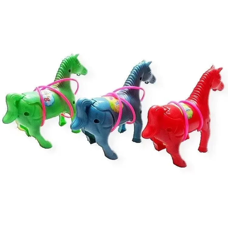 Kids Pull String Horse Toy Classic Vintage Walking Animal Model Colorful Plastic Interactive Toddler Educational Birthday Party