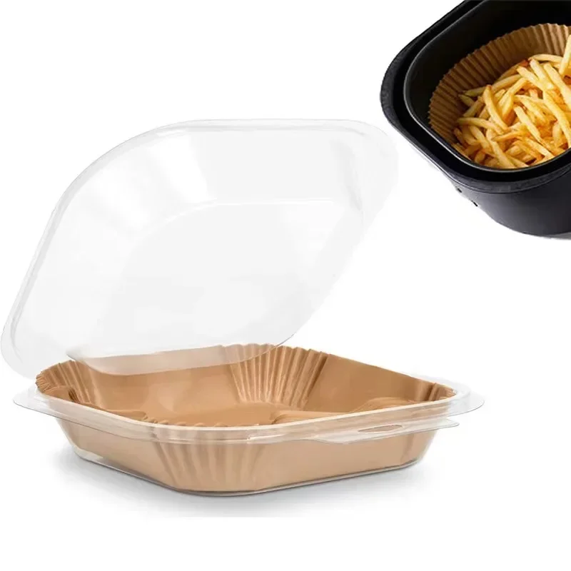 50/100PCS Air Fryer Special Paper Tray Household High Temperature Resistant Oil Absorbing Paper Pad Square Baking Paper Kitchen view 5
