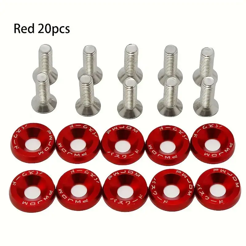 10 PCS M6 Car Modified Fasteners Fender Washer Bumper Engine Concave Screws Fender Washer License Plate Bolts Car Styling Gasket