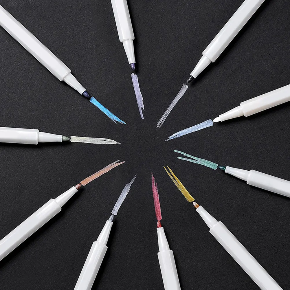 5Pcs Metallic Marker Pens High Quality Safe Non Toxic Fast Drying Perfect for Sketching Coloring Calligraphy Journaling DIY Art