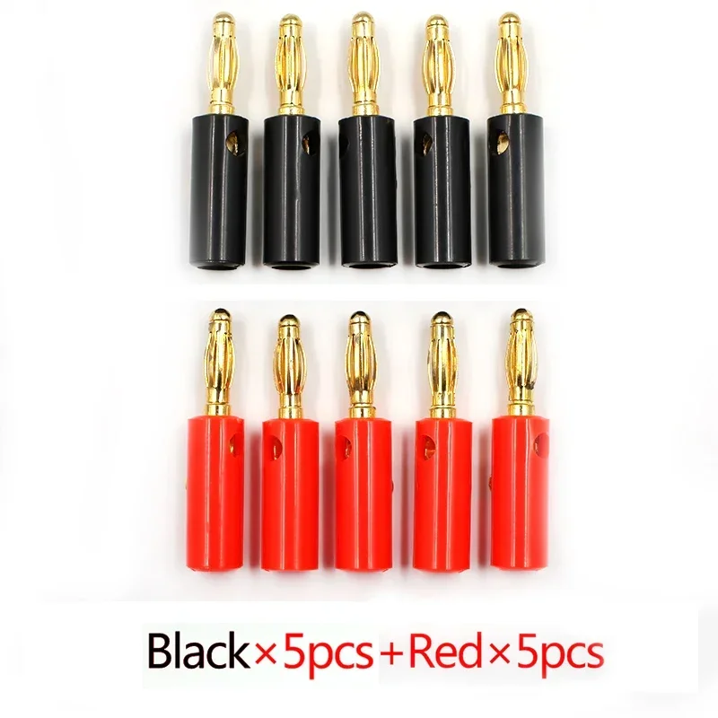 10pcs Lantern Type Audio Speaker Screw Gilt Golden 4mm Black Red Banana Head Fixed Gold-Plated Plug Connectors