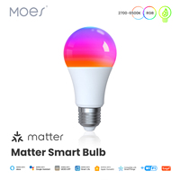MOES Tuya Matter WiFi Smart Bulb Dimmable Led Light 16 Million RGB Colors  E27 Candle Lamp Voice Control Alexa Google Home
