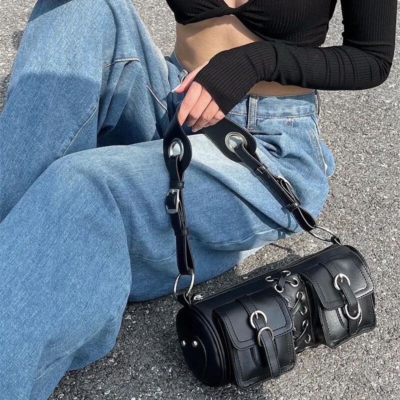 2026 Korean Premium Vintage Handbag Women's Premium Texture Crossbody Bag Double Pocket Cylindrical Bag Fashion Bags for Women