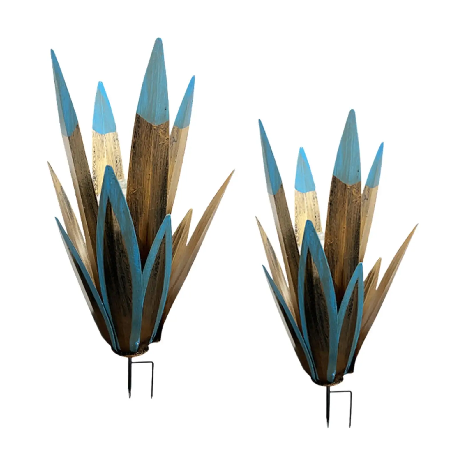 

2x Metal Agave Plant Home Decor with Solar Light Housewarming Gift Yard Art Plant Decorative Stake for Outside Patio Outdoor