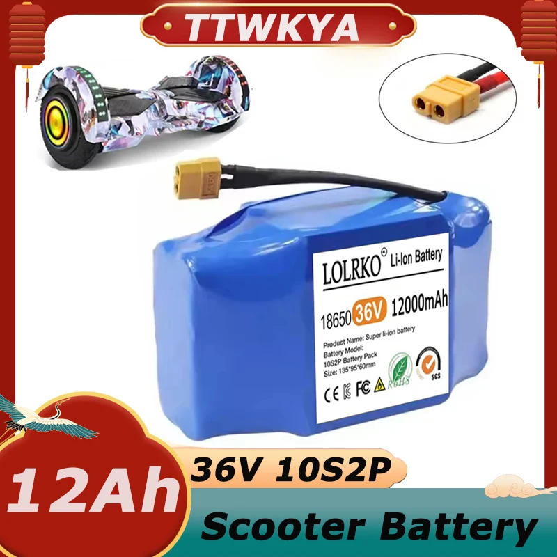 

36V 10S2P 12000mAh 36V Lithium-ion Battery for Electric Scooter 18650 42V 18650 Auto Balancing Battery for Electric Vehicle