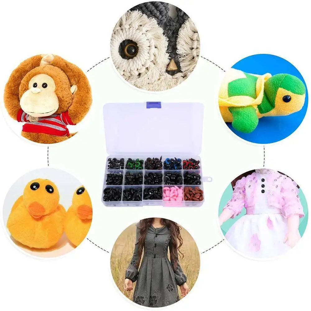

580pcs Plush Toy Eyes Noses DIY Plush Doll Plastic Facial Features For Teddy Bear Colorful Toy Accessory Facial Part