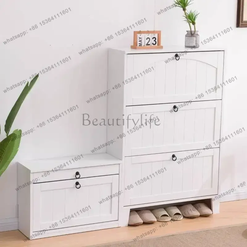 LJY Wooden White Shoe Cabinet Minimalist Organizer Space Saving Shoe Cabinet Corridor Luxury Narrow Sapateira Furniture For Home