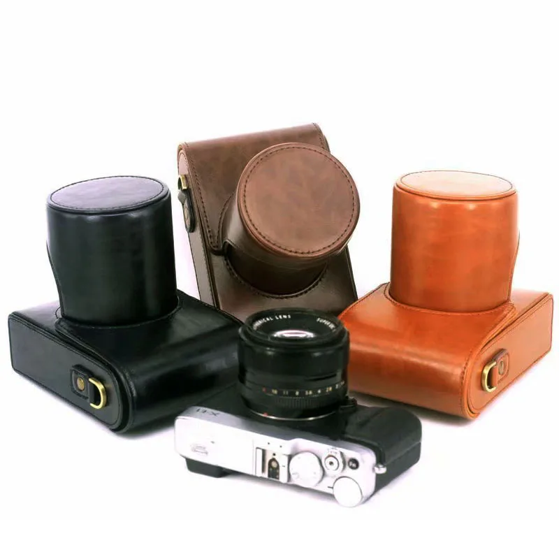 Leather case For Fuji X-E4 X-E3 X-E2 X-A3 X-A5 X-A7 X-M5 With 15-45mm Lens Fujifilm Camera Bag Wiht Strap