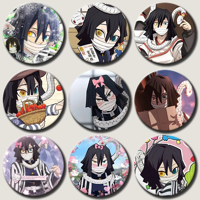 

58mm New Anime Character Iguro Obanai Soft Button Pin Demon Cartoon Brooch Creative Badge for Backpack Clothes Decoration Gift