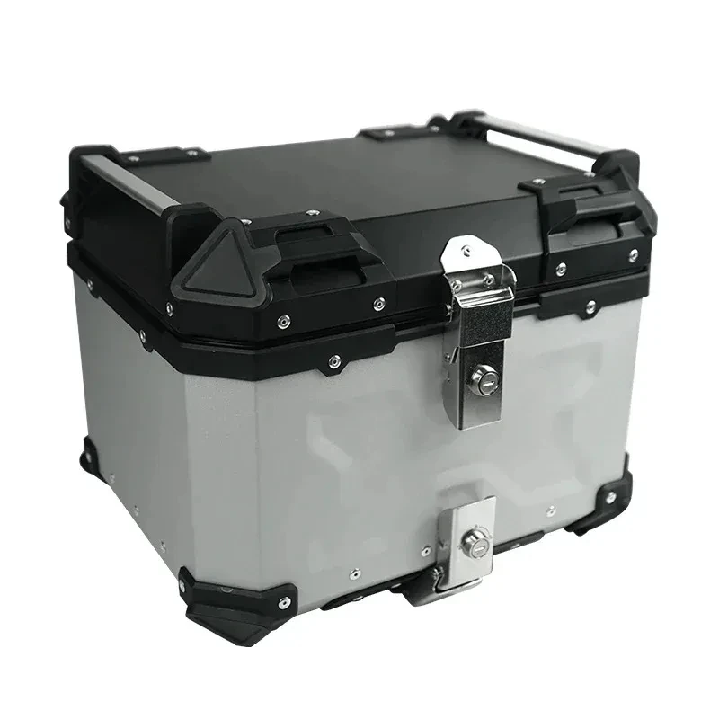 

45L-X Серебристо-черный кофр из алюминиевого сплава для установки на мотоцикл и заднюю часть автомобиля