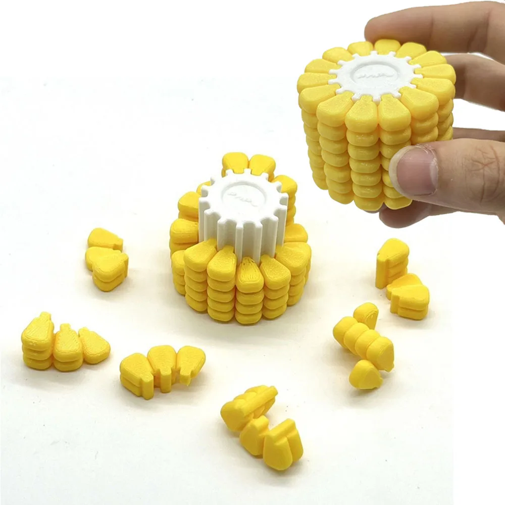 3D Printed Corn 3D Puzzle Toy, Brain‑Teasing Decompression Educational Desk Ornament, Hot Selling Fidget Toy