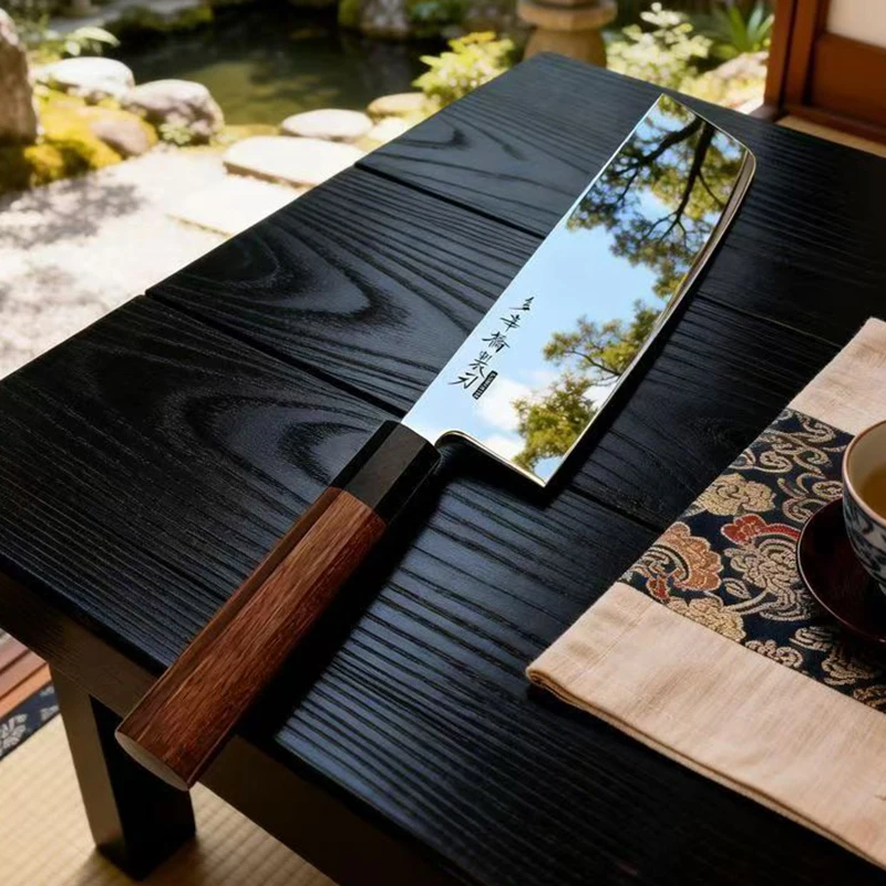 7.5 Inch Petty Knife Stainless  Steel Blade Nakiri Chef Cleaver Meat Slicing Vegetables Japanese Kitchen Knife Wood Handle