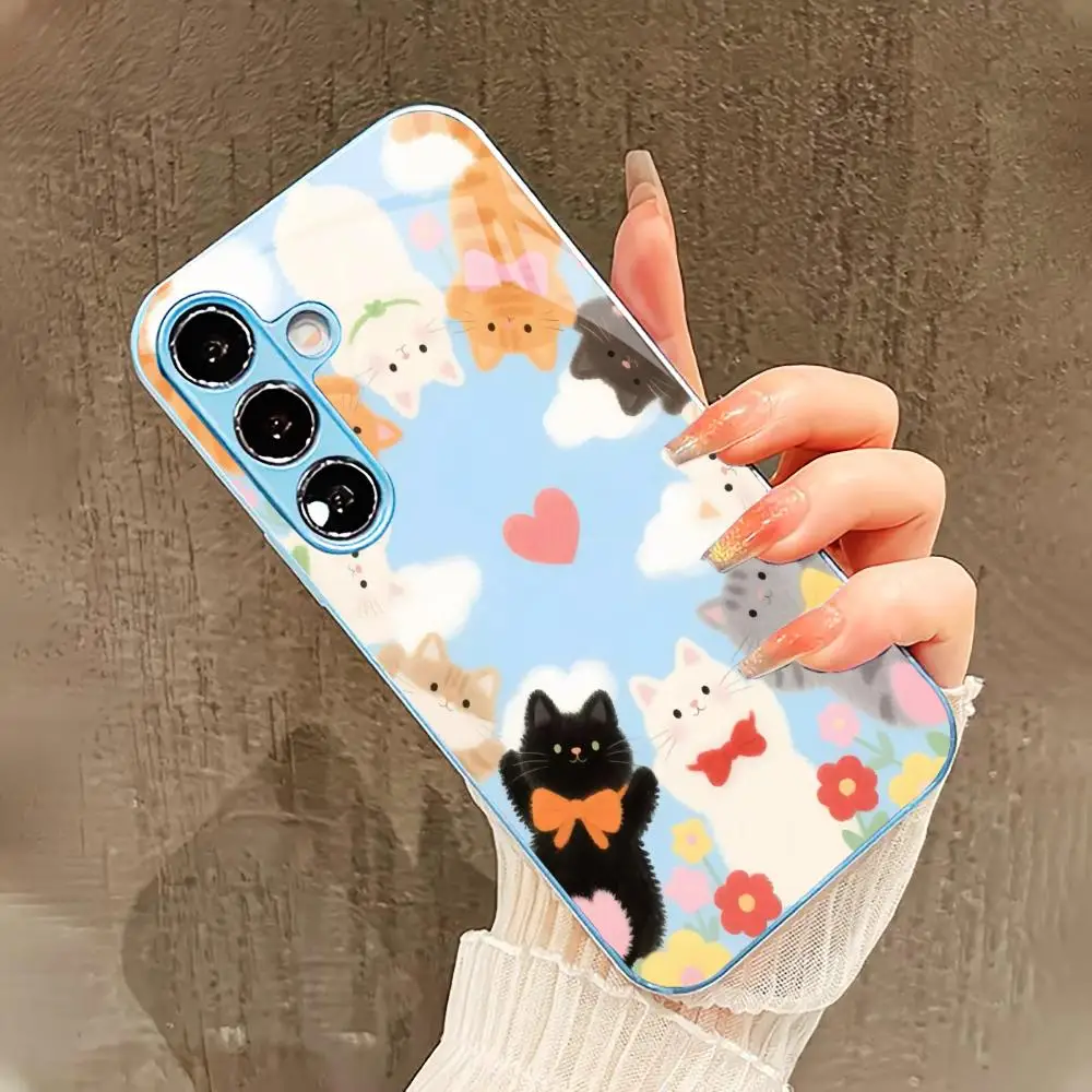 Cute Multi Cat cases s26 ultra case fashion phone Phone Case Glass for Samsung Galaxy S26 S25 S24 S23 S22 FE,Ultra,Plus