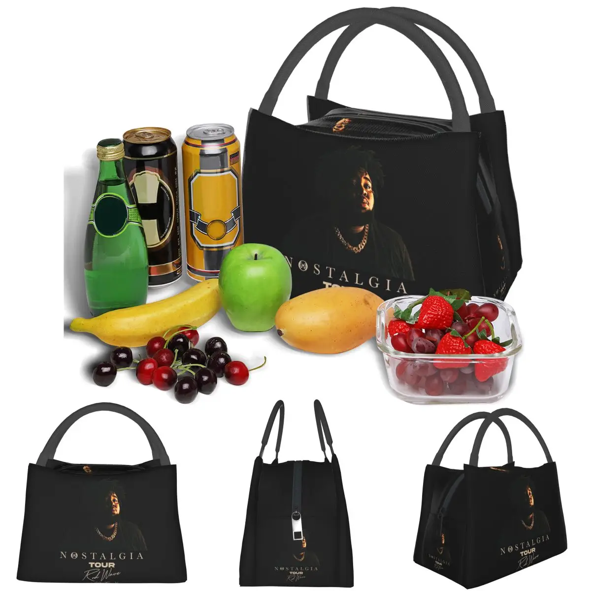 Rod Wave Nostalgia Tour Rap Lightweight Handheld Insulated Lunch Bag Aluminum Foil Liner for Adults Students Travel Picnic