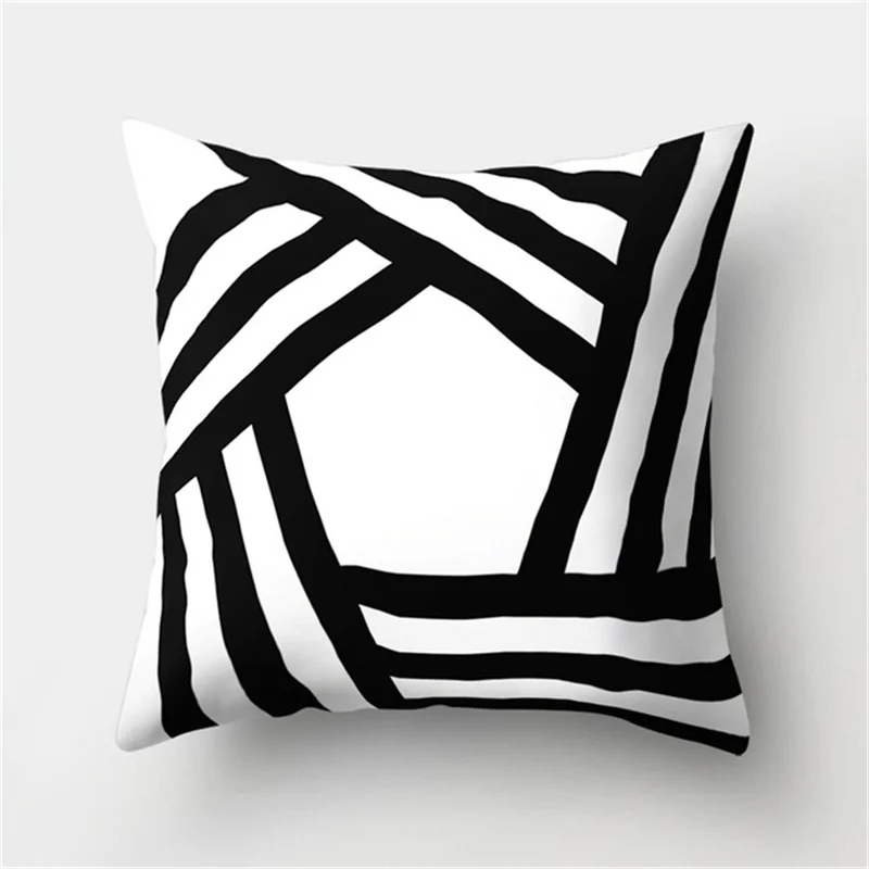 45x45cm black and white geometric pillowcase polyester cushion cover striped home living room sofa decorative