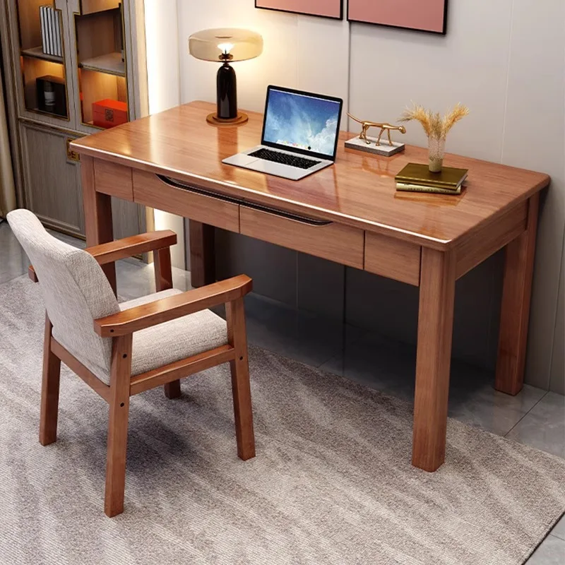 مكتب من الخشب الصلب للمنزل، مكتب كمبيوتر مكتبي بسيط وحديث، مكتب كتابة تعلم غرفة النوم