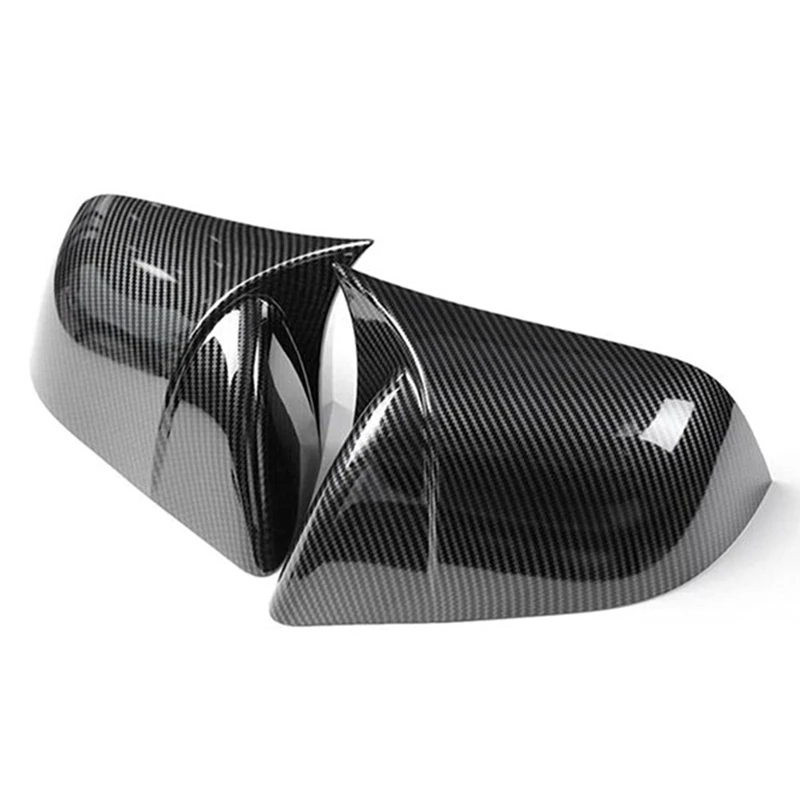 Car Carbon Fiber Stripes Horn Rearview Mirror Cover Side Trim For Tesla Model Y 2020-2022