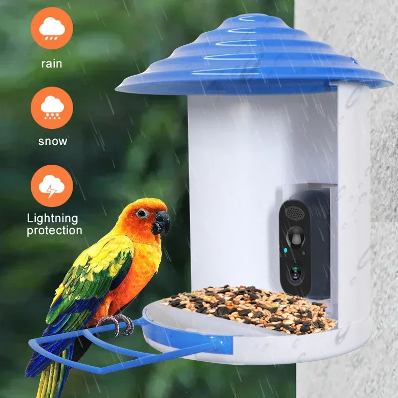 

Solar Smart Bird Feeder with Camera 1080P HD Night Vision AI Recognition Bird Species Feeder Auto Capture Bird Watching Camera