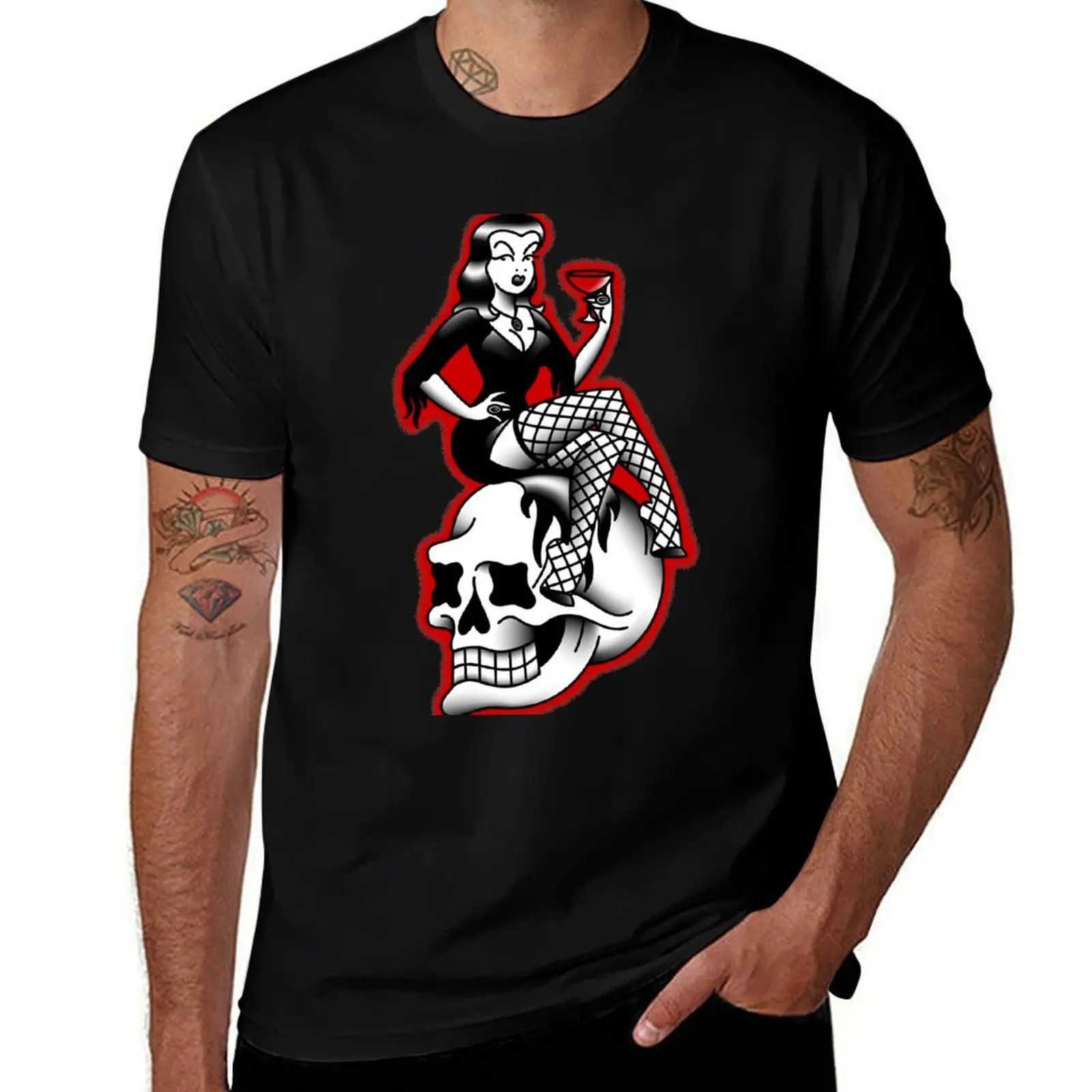 Salty-Dog American Traditional Lowbrow Femme Fatale Horror Pin-up T-Shirt t shirt for man T-Shirt