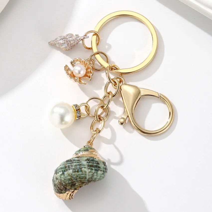 

10pcs Keychain Conch Pearl Shell Shaped More Colorful Bag Parts For Charm Jewelry Accessor
