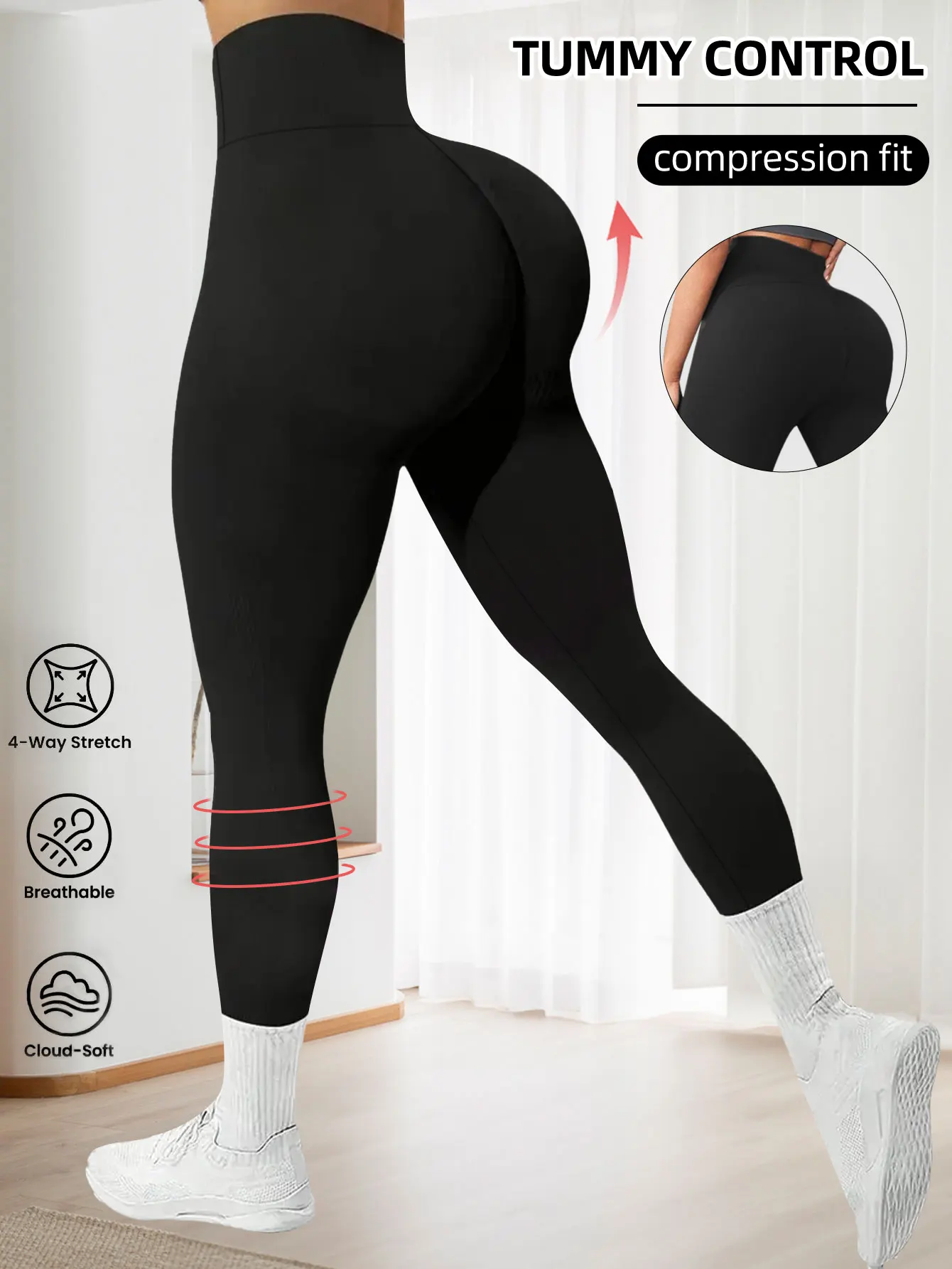 Women's Solid Color High-Waisted Yoga Pants, Thin and Stretchy for Spring, Summer, and Autumn, Comfortable and Form-Fitting, Suitable for Outdoor Activities, Gym Workouts, and Sports. Nine-Point Length Pants with Elast
