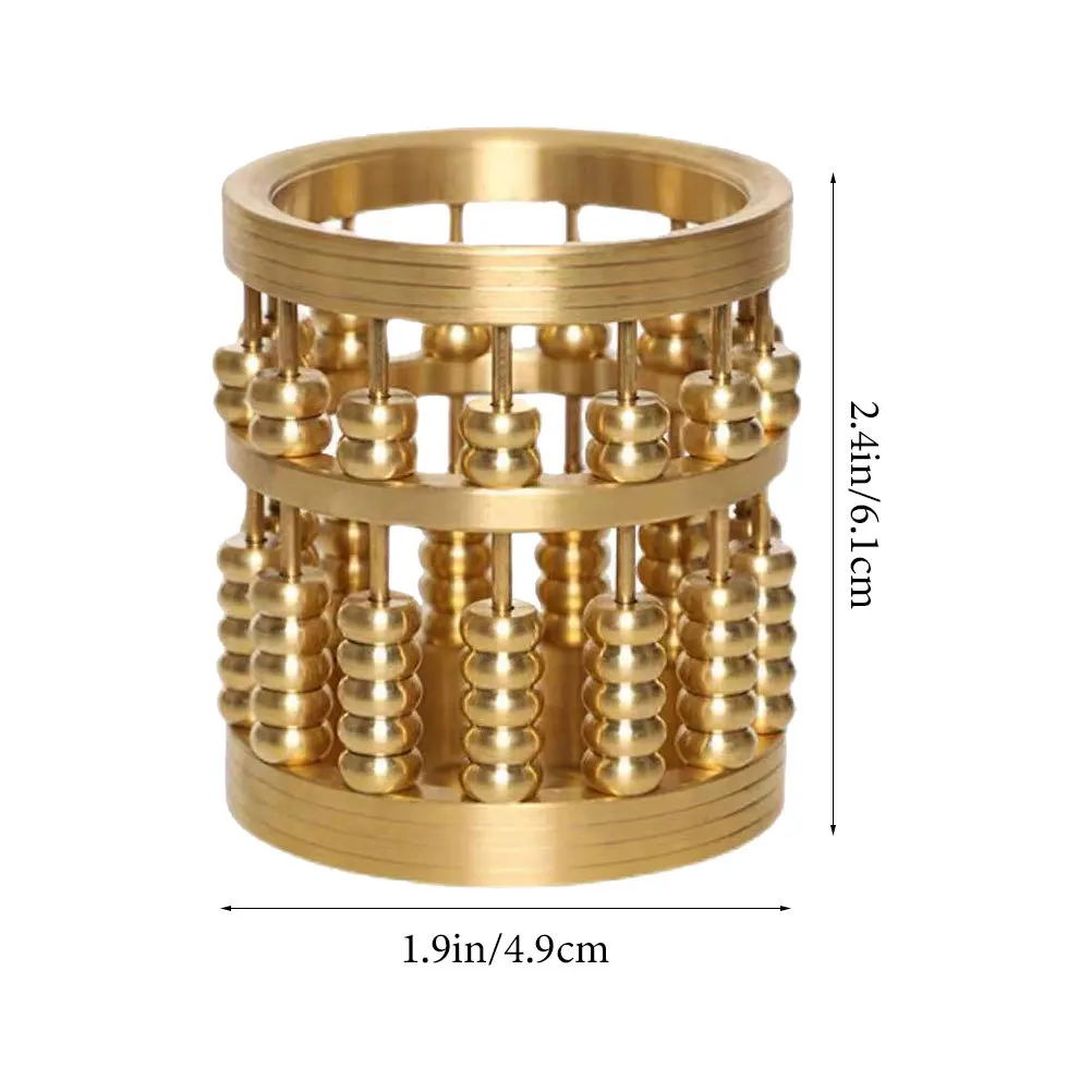 そろばん型ペンホルダー真鍮中国風鉛筆カップデスクトップオーガナイザーヴィンテージメタルクラフト文具収納デスク