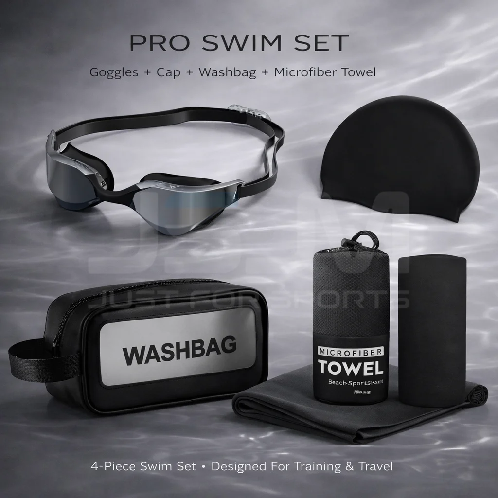 JSJM Professionelles Schwimmbrillen-Geschenkset mit Schwimmkappe, Waschbeutel, Mikrofaserhandtuch, Schwimmset für Erwachsene, beste Geschenkidee – Detail 12