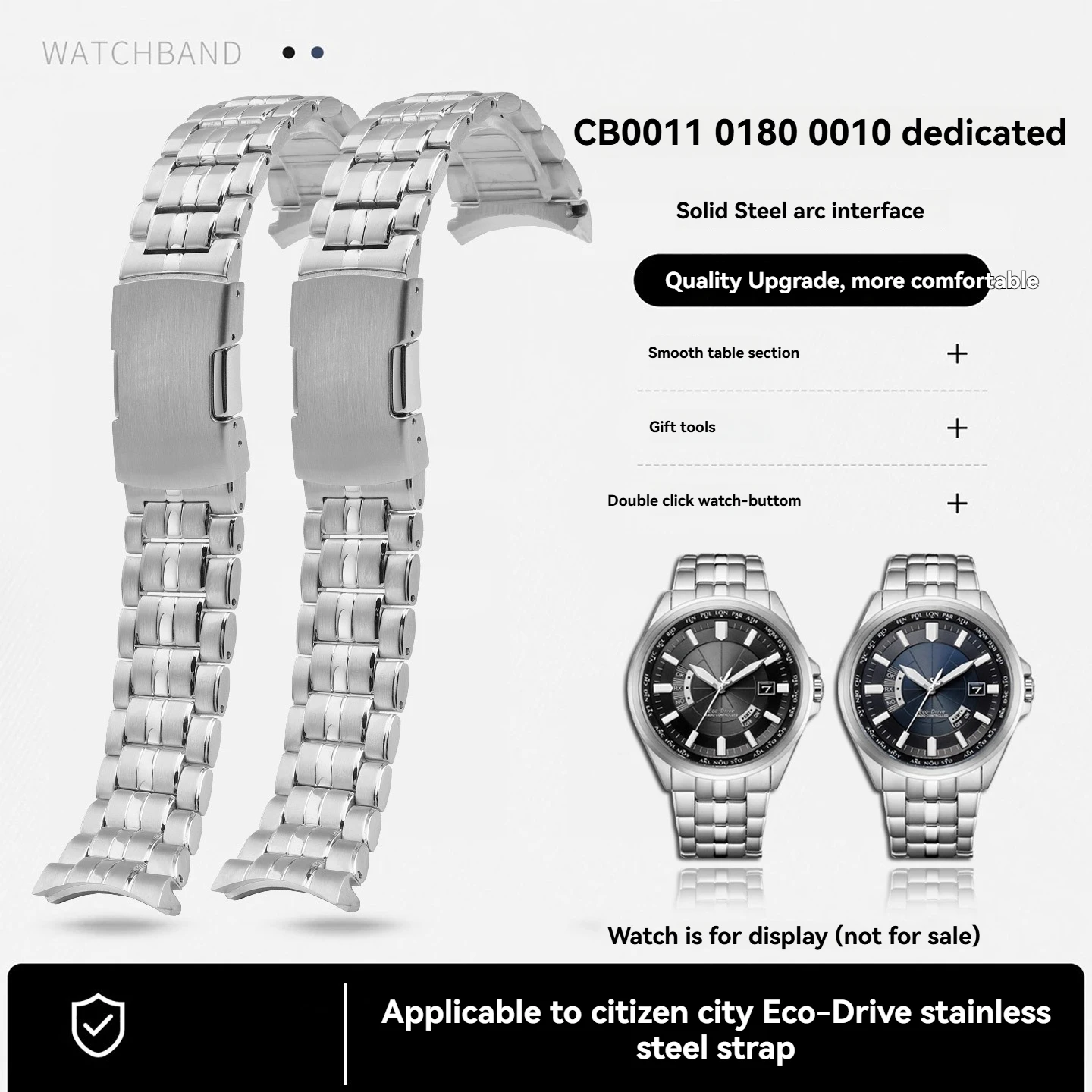 23mm arc Curved interface steel strap For Citizen Photokinetics CB0011-69L CB0180/0010 stainless metal Watchband Men's bracelets