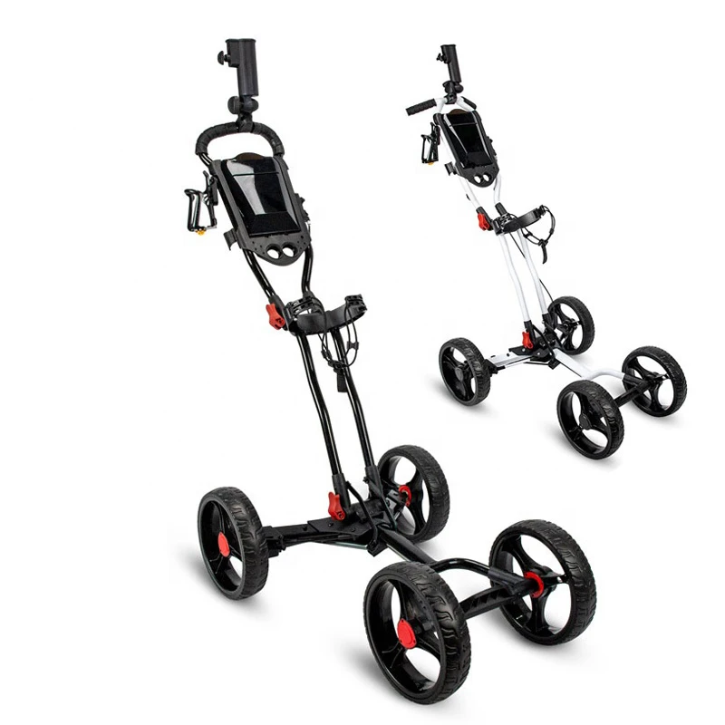 Hot Selling 2 3 4 Wheels Push Golf Trolley Foldable Wholesale Hand Pull Golf Cart Trolley