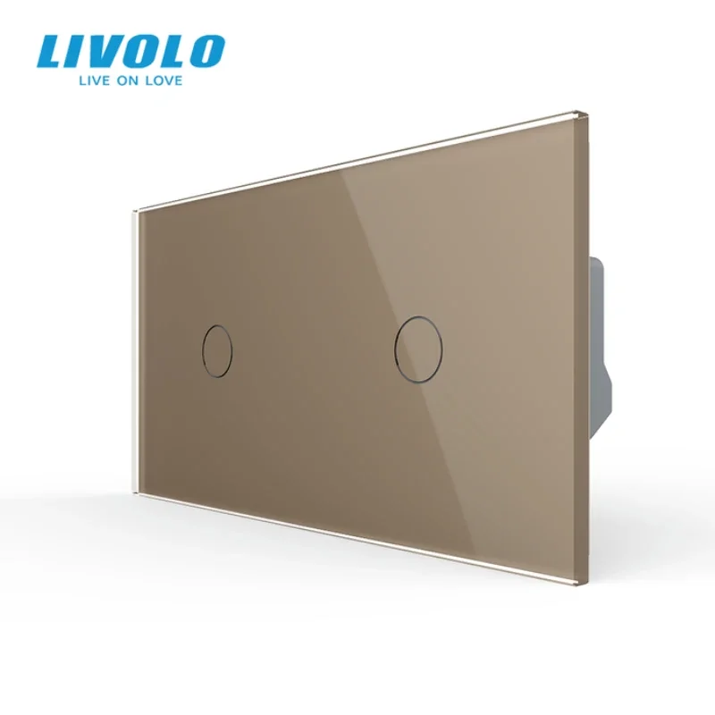Livolo Fashion Wall Switch 2 Gang 1 Way Touch Screen Control, Tempered Glass Panel, Light Wall Home Switch,VL-C701/C701-11