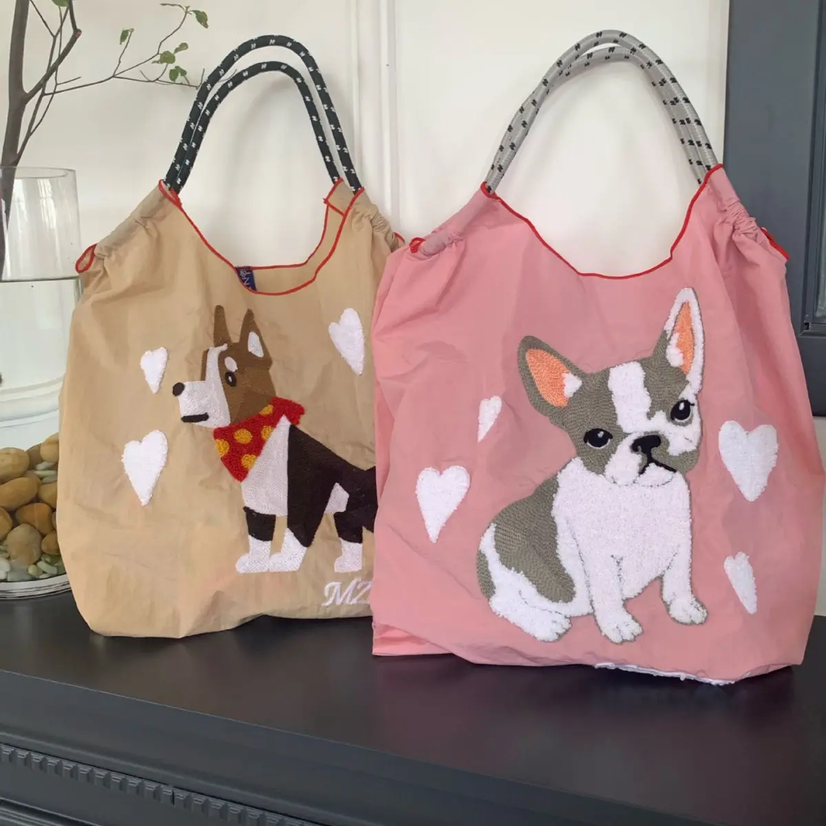 

Embroidered Tote Bag for Women – Large Capacity Nylon Shoulder Bag, Casual Canvas Crossbody Purse for Summer Shopping Bag