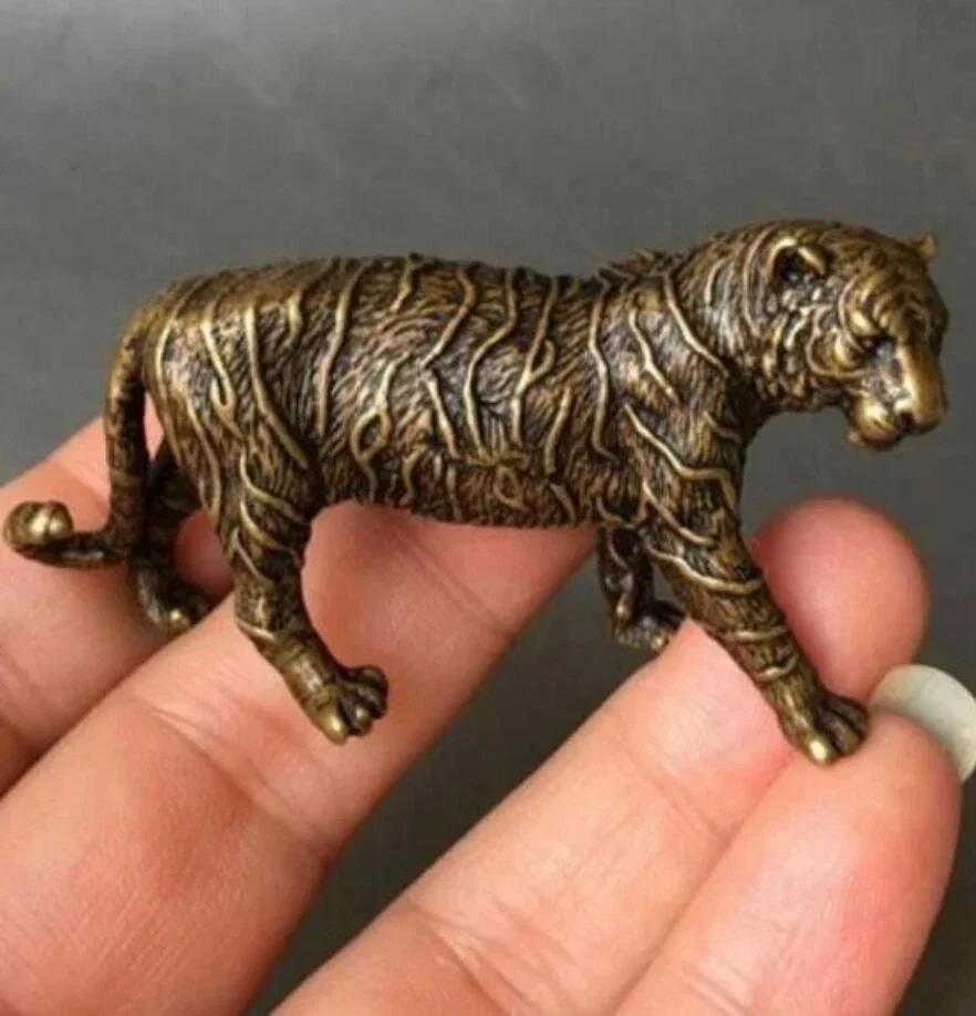 Copper Statue China's Archaize Pure Brass Tiger Small Statue