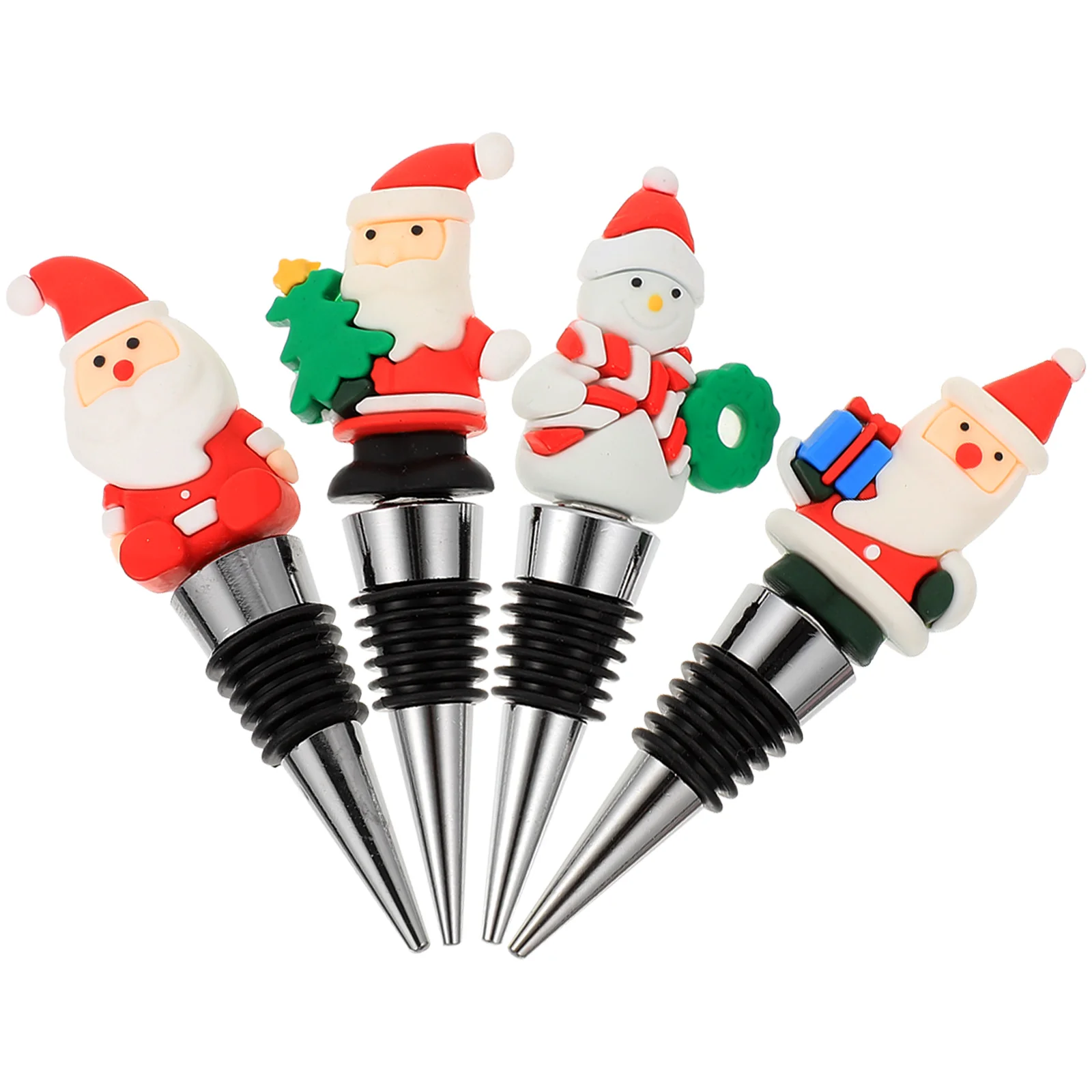 

Christmas Corks Santa Claus Stopper Decorative Bottle Cartoon Red Xmas Party PVC Zinc Spiral Sealing Leak Proof Reusable