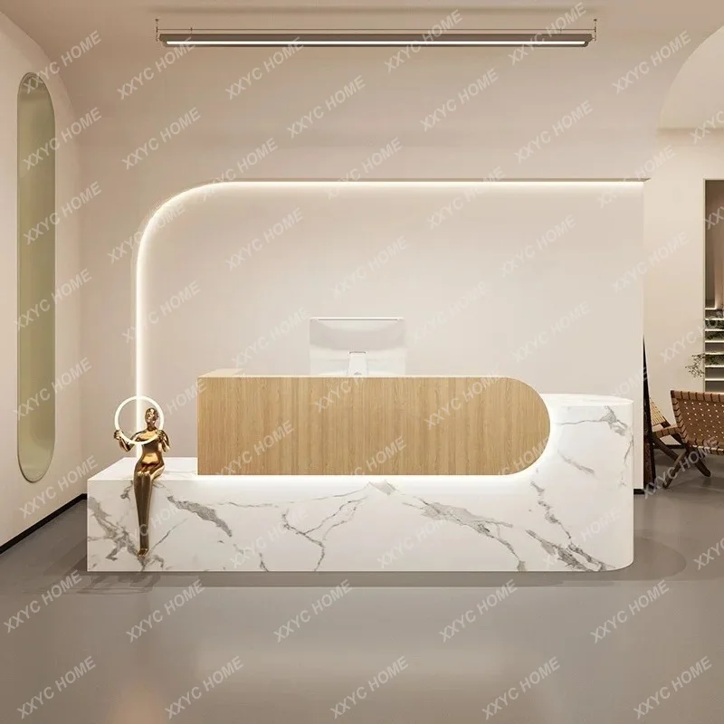 A  Beauty Salon Solid Wood Paint Checkout Page Clothing Store Fashion Reception Front Desk